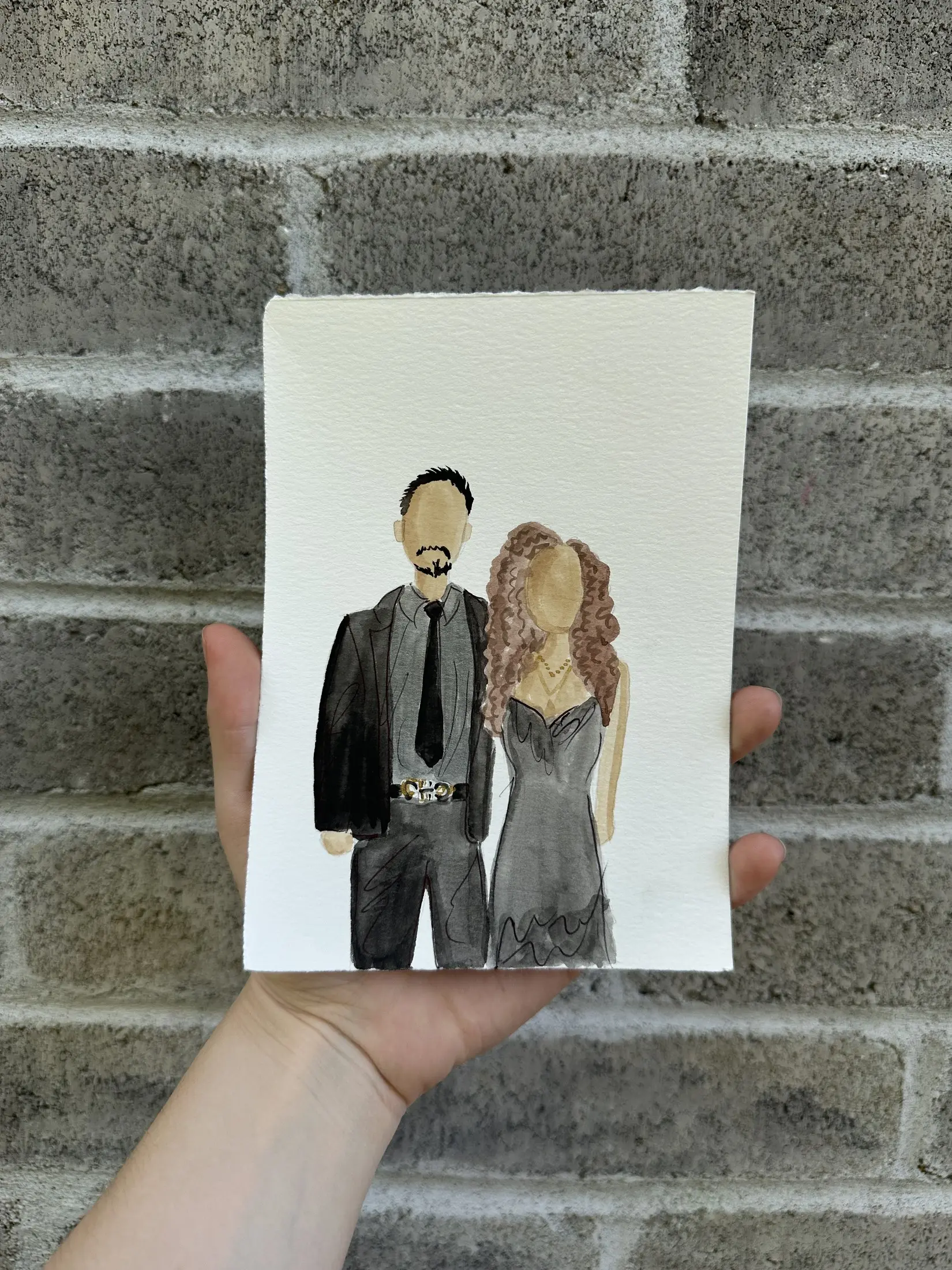 Couple en tenue de soirée — aquarelle par Gabrielle