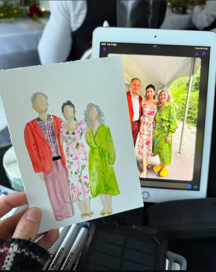 Live watercolor by Gabrielle — finished piece or creative process at an event in Montreal 1