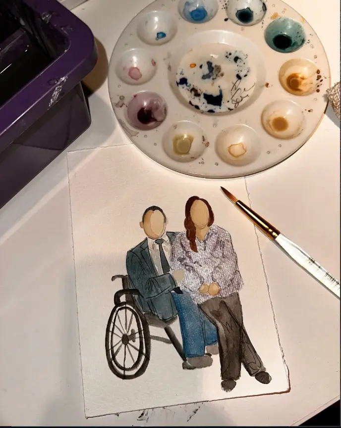 Live watercolor by Gabrielle — finished piece or creative process at an event in Montreal 4