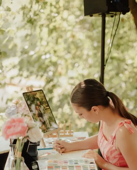 Live watercolor by Gabrielle — finished piece or creative process at an event in Montreal 6