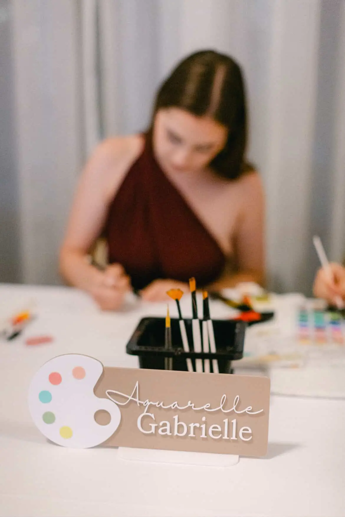 Live watercolor by Gabrielle — finished piece or creative process at an event in Montreal 20